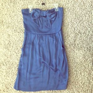 Blue strapless dress